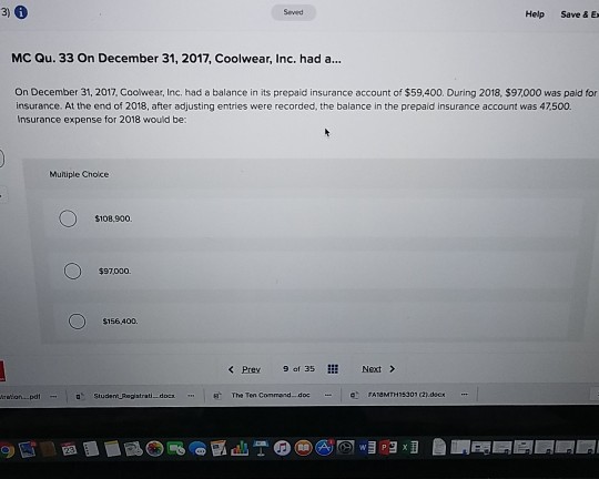  3) 6 Help Save & E MC Qu. 33 On December