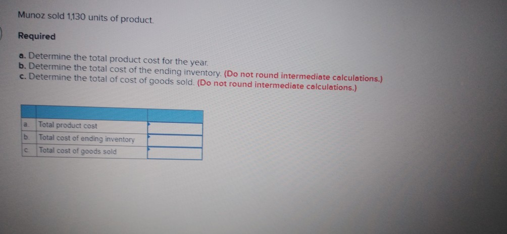 goods sold LO 1-3 Help Save & E Munoz Manufacturing Company began