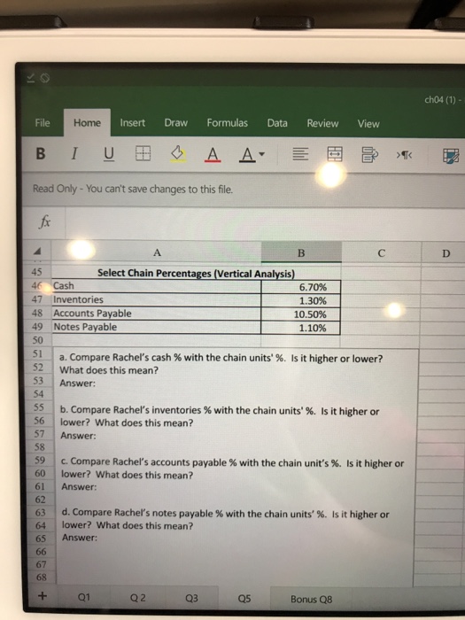 Current Assets + Q1 Q 2 Q3 Q5 Bonus Q8 FINTIE