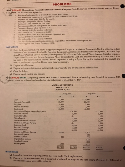  Please help me with problems 3-1 (a-e) and 3-1 (a-c). PROBLEMS