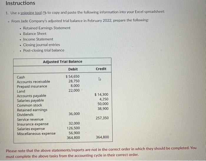 order in which they should be completed. You must complete the above