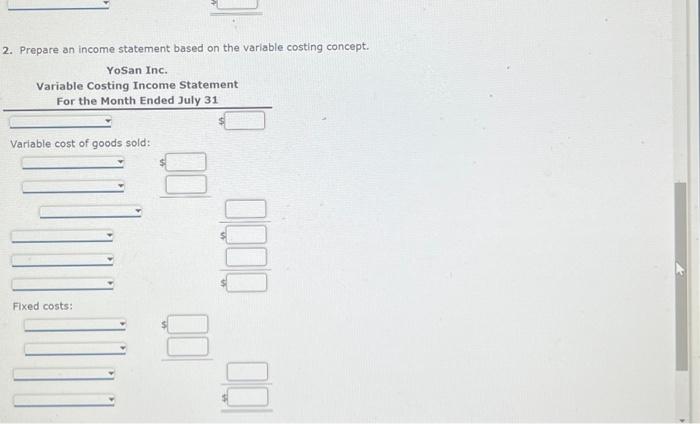 which 8,300 were sold. Operating data for the month are summarized as