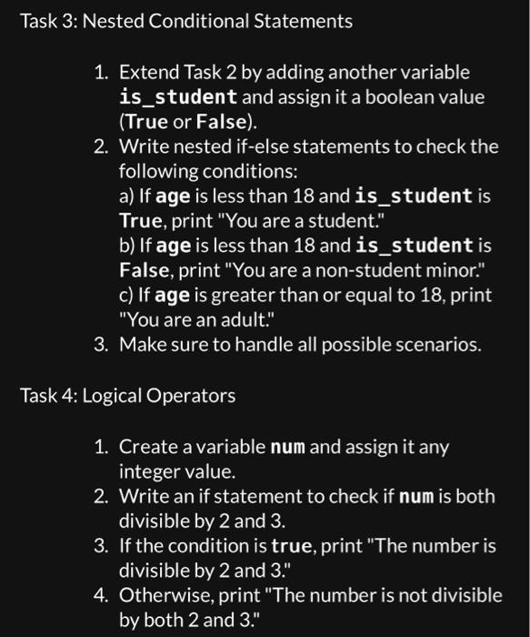 and name it "conditions_and_comparisons.py". 2. Create two variables num 1 and num