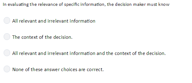 activities rrelevant information. All of these answer choices are correct
