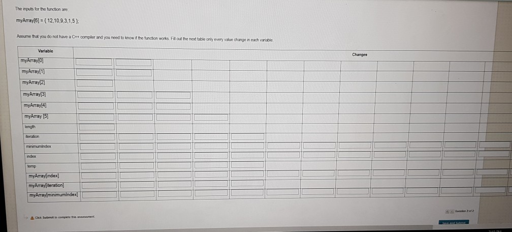 following code 9 void selectionSort(int myArray[], int length) { 13 for (int
