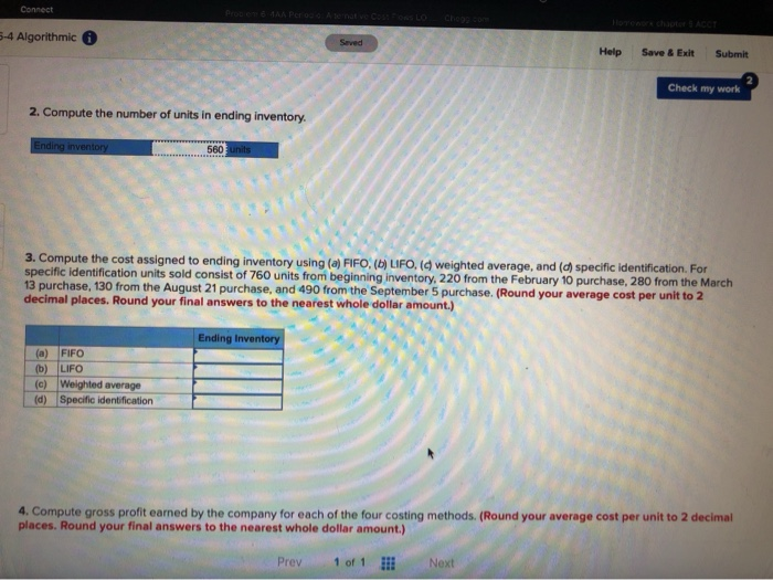 Problem 6-4AA Periodic: Alternative cost flows LO P3 Montoure Company uses a