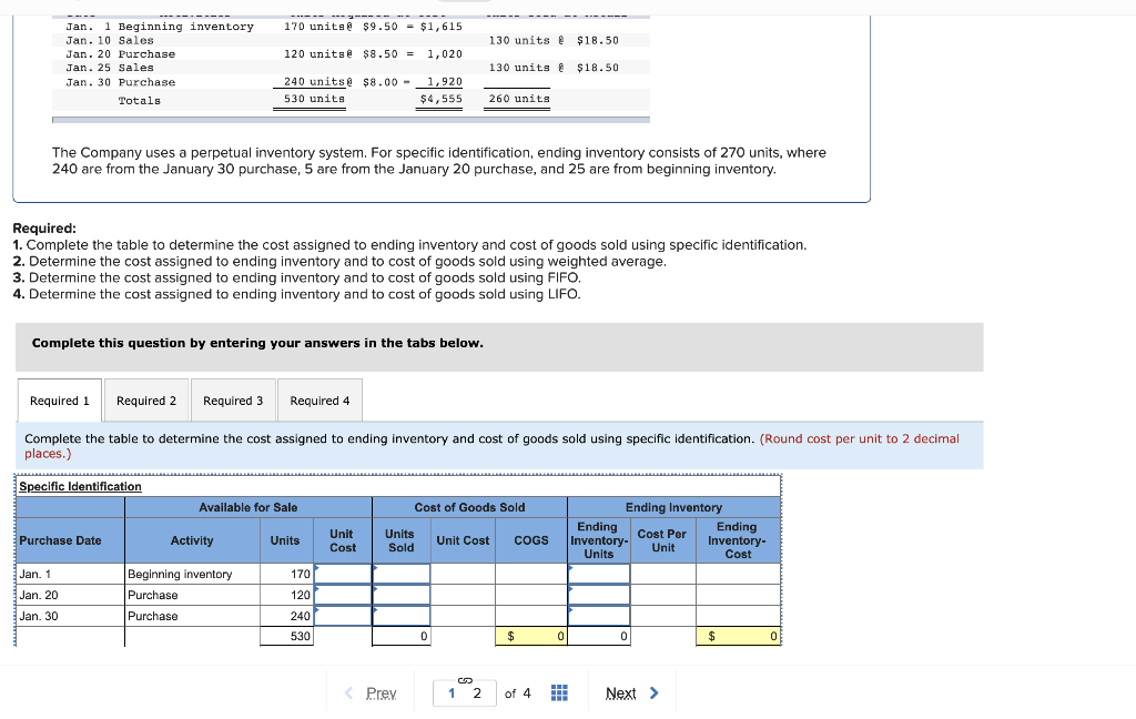 ------------------ 170 units@ $9.50 - $1,615 130 units @ $18.50 ----