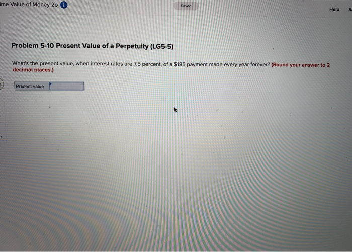  me Value of Money 2b Helps Problem 5-10 Present Value of