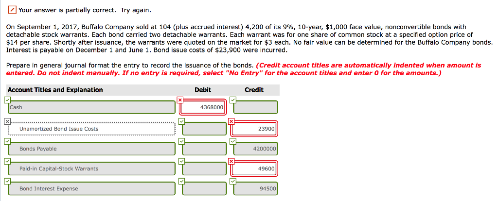 Your answer is partially correct. Try again On September 1, 2017,