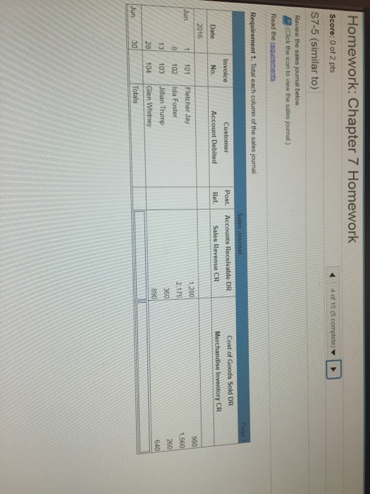  Accounting math question. Please answer in format shown. Homework: Chapter 7