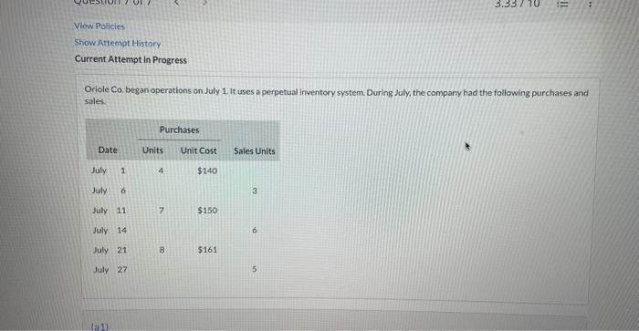  View Policies Show Attempt Histofy Current Attempt in Progress Oriole Co.
