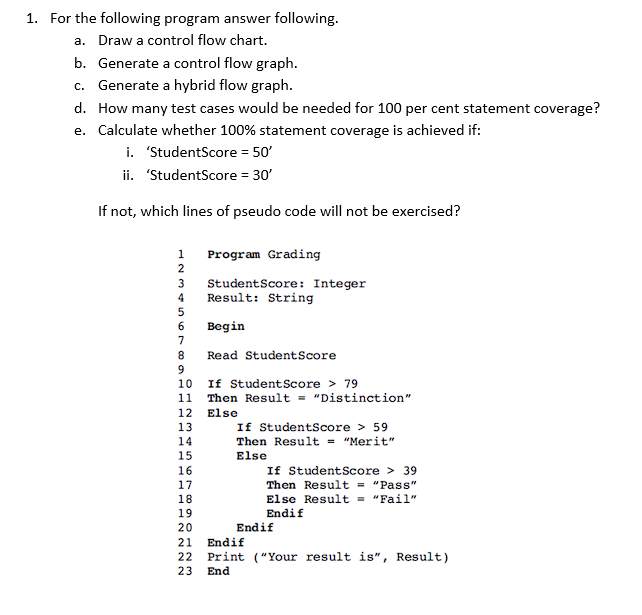  the following program answer following. a. Draw a control flow chart.