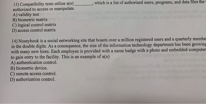  the 13) Compatibility tests utilize a(n) authorized to access or manipulate.