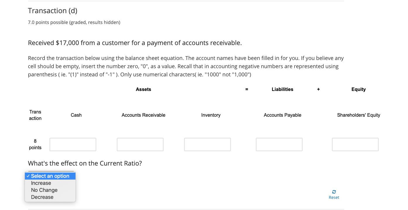 balance sheet equation. ii. Indicate the effect of each transaction (i.e., increase,
