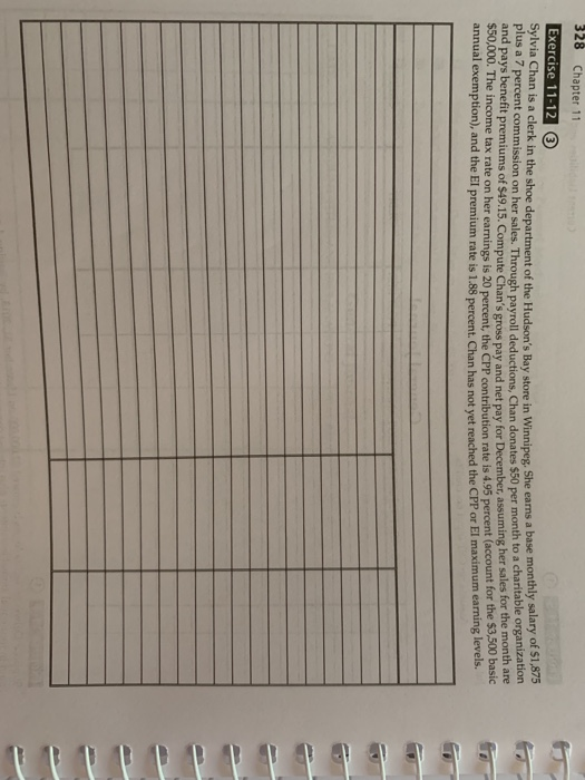  328 Chapter 11 Exercise 11-12 Sylvia Chan is a clerk in