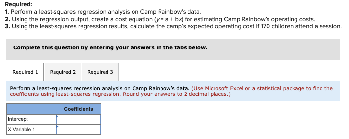 (LO 5-2,5-3,5-4,5-5) (The following information applies to the questions displayed below.) Camp