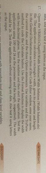  I need it on Visual Basic 2015 data, and then test