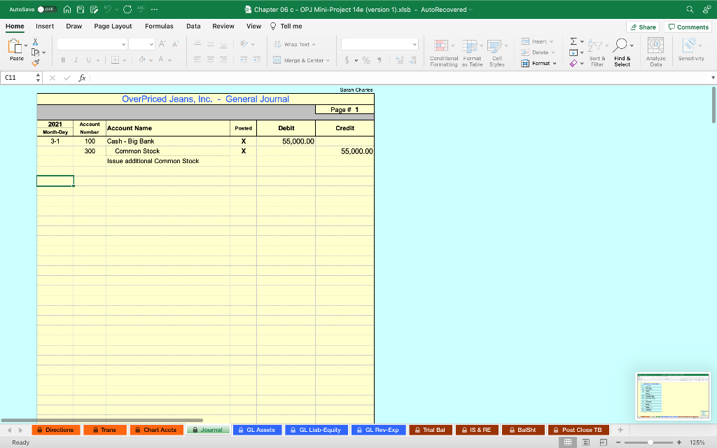 be sure to save your file often. Instructions: You will be recording