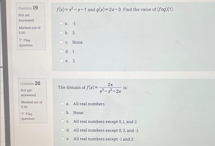 helloo, i need help in these questionss asap please Question 19 f(x)=x2-x-1