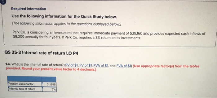  Required information Use the following information for the Quick Study below.