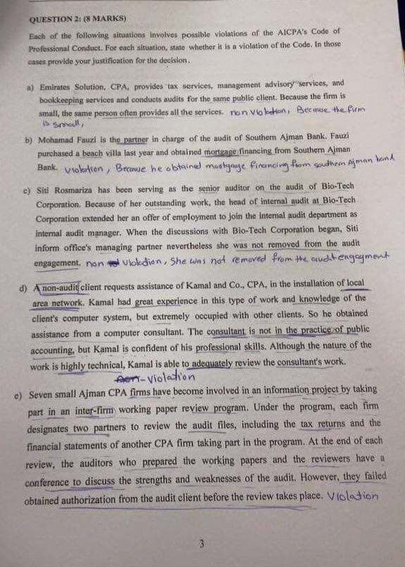  QUESTION 2: (8 MARKS) Each of the following situations involves possible