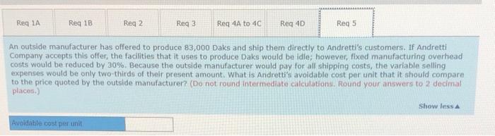 level of activity are given below Direct materials Direct labor Variable manufacturing