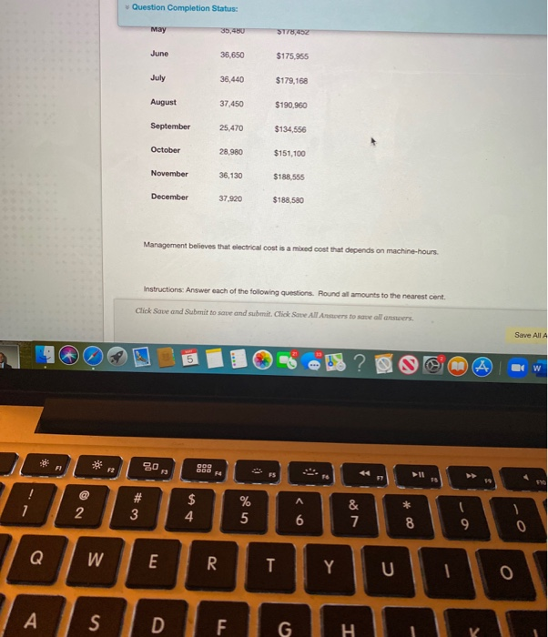 Machine Hours 36,420 Electrical Cost January $183,816 February 36,160 $182,376 March 24,670