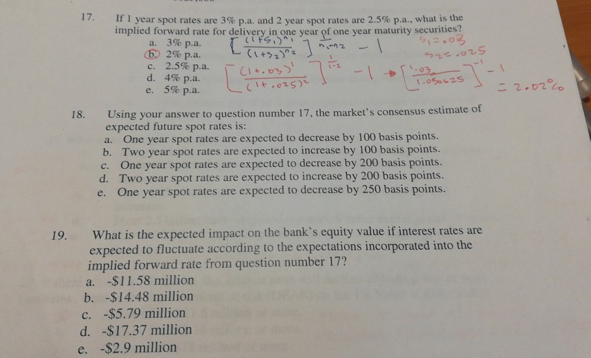p.a. Since question 18 has no calculations, please provide a brief explanation