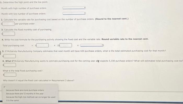 Company had the following 12 months of data on purchasing cost and