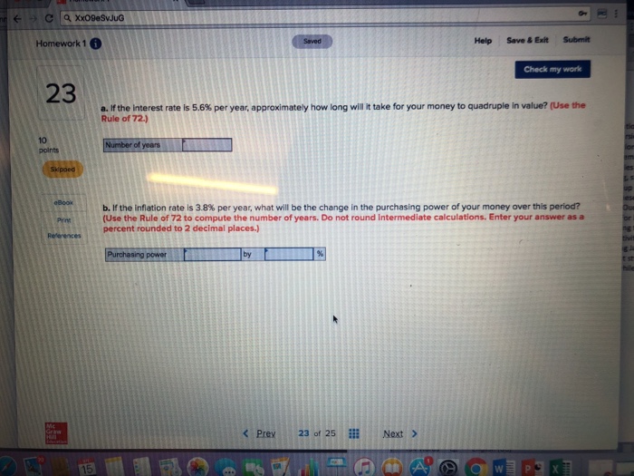  Homework 1 6 Help Save& Exit Submit Check my work 23