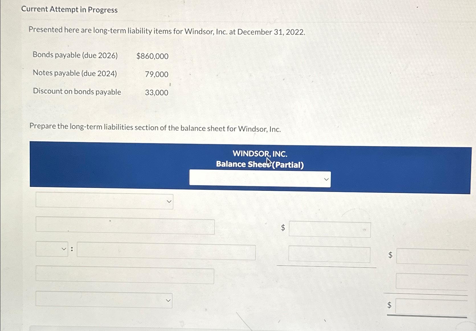  Current Attempt in Progress Presented here are long-term liability items for