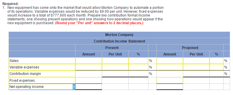 Safety [LO5-4, LO5-5, LO5-7, LO5-8] Problem 5-29 Changes in Cost Structure; Break-Even