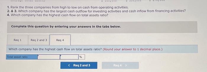for investing activities and cash inflow from financing activities? 4. Which company