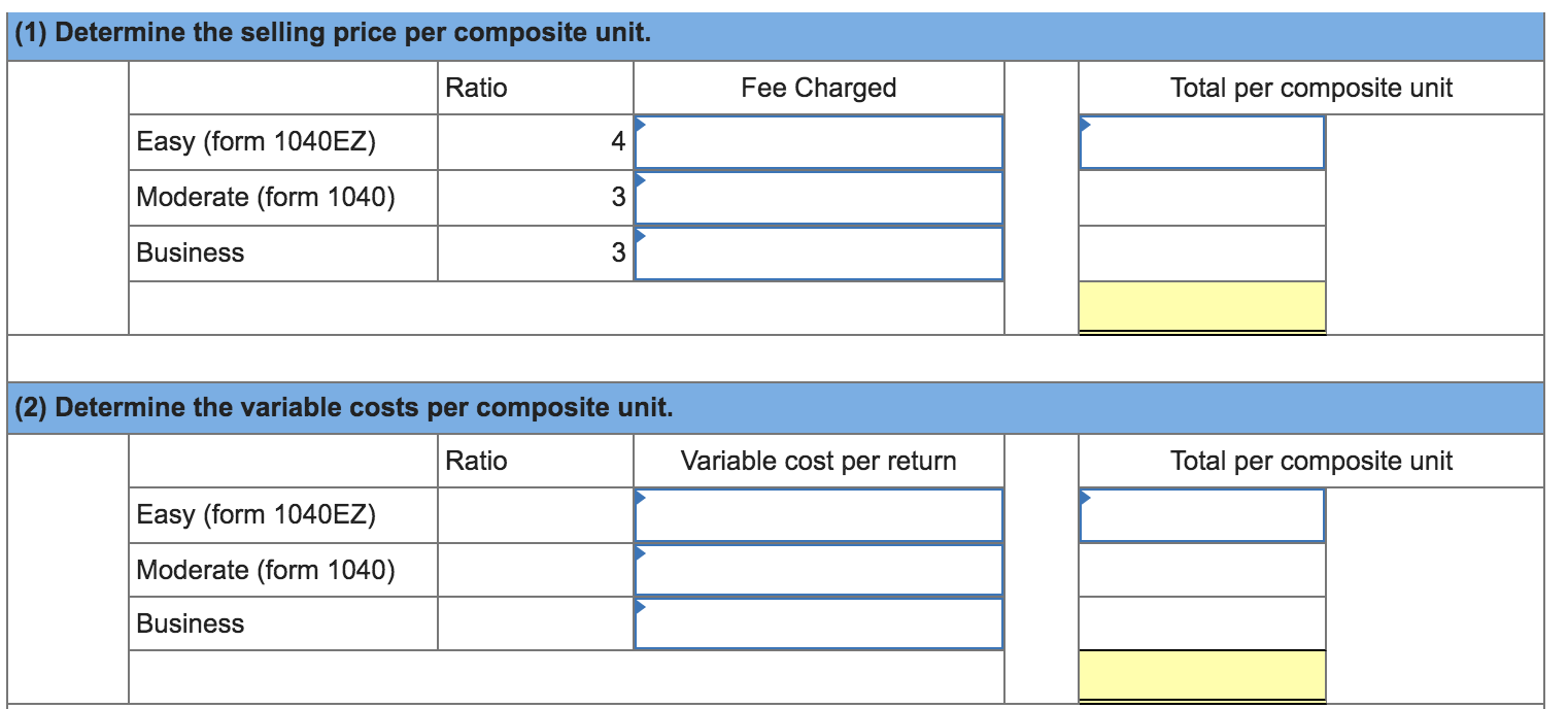 Exercise 18-23 CVP analysis using composite units LO P4 R&R Tax Service