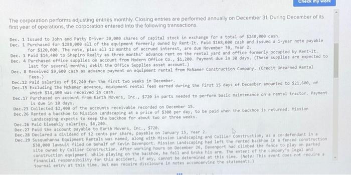 John and Patty Driver formed a corporation called Susquehanna Equipment Rentals. The