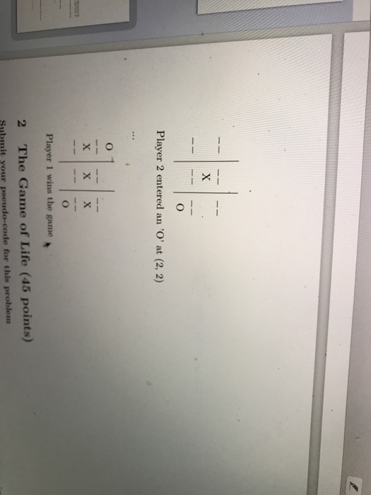 and adds an 'X' or an 'O'. The game ends when either