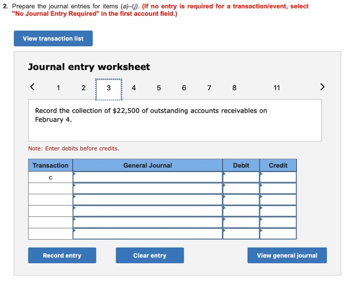 The company entered into the following partial list of transactions during the