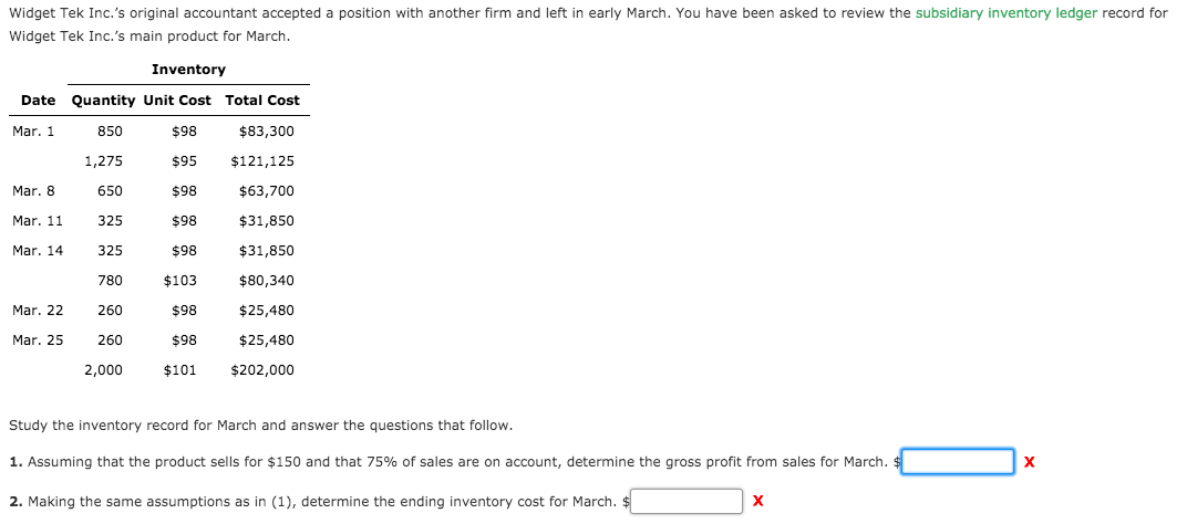 Widget Tek Inc.'s original accountant accepted a position with another firm