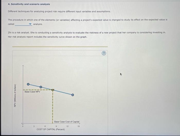  4. Sensitivity and scenario analysis Different techniques for analyzing project risk