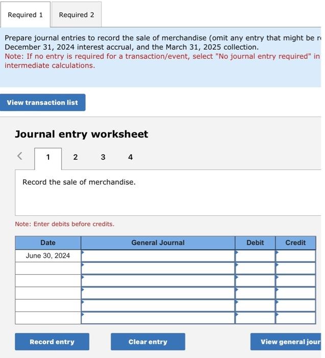 merchandise (omit any entry that might be December 31, 2024 interest accrual,
