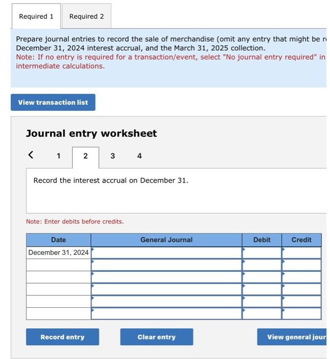 and the March 31, 2025 collection. Note: If no entry is required