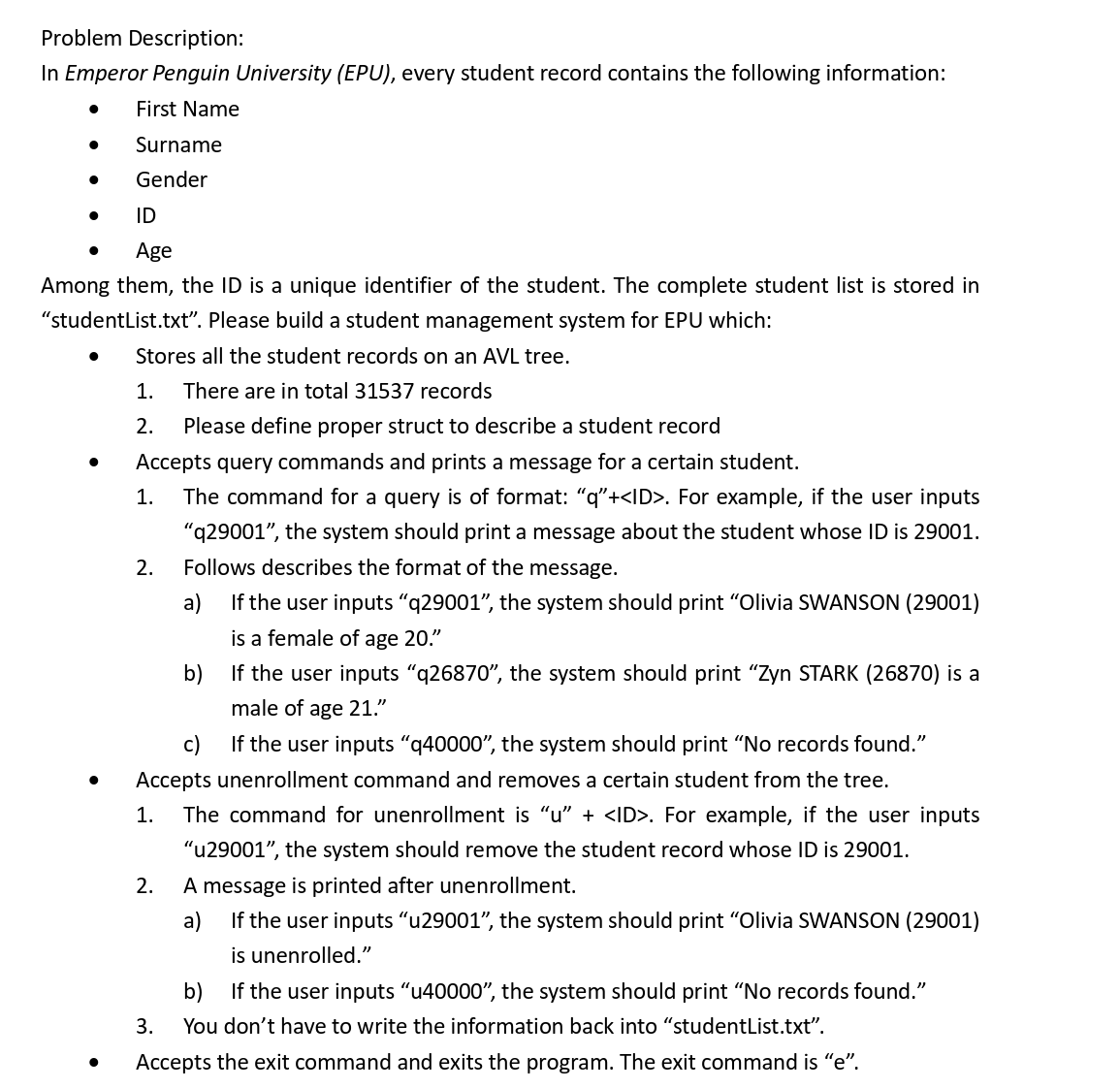  Student.java: the class for a student record. Node.java: the class for