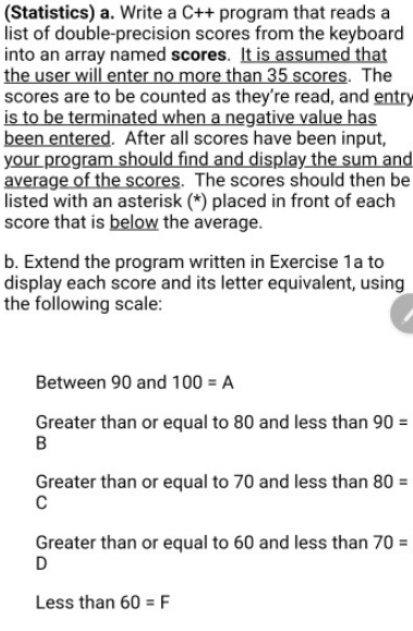  (Statistics) a. Write a C++ program that reads a list of