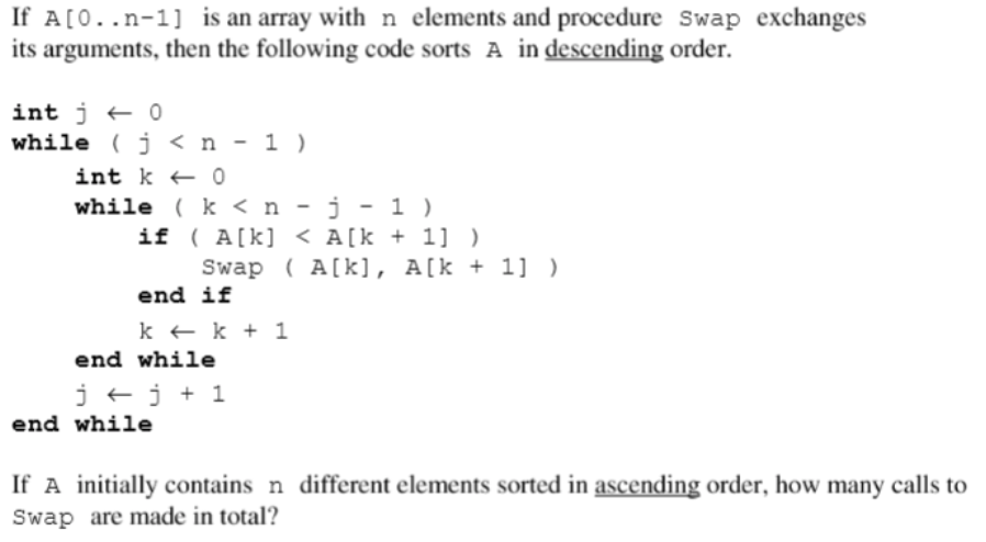 Algorithms: Which one is the correct answer? a. n - 1 b.