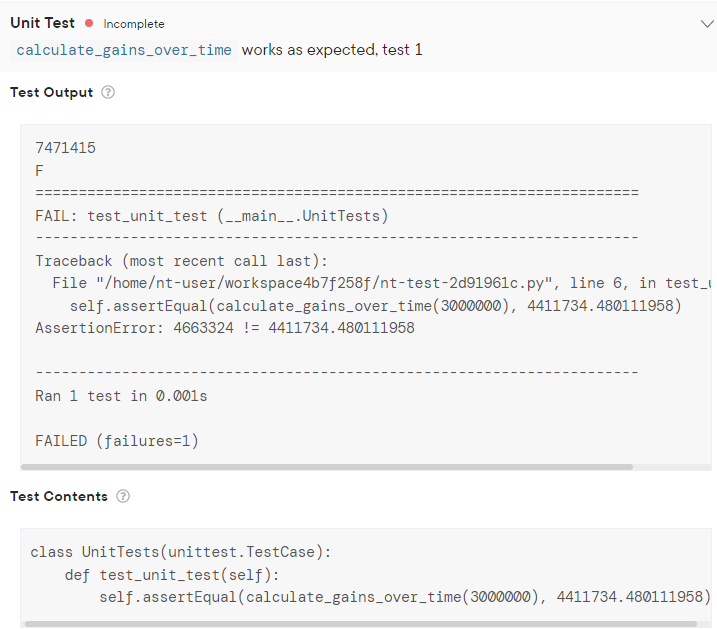 Using Python, estimate the return on investment over a period of time.