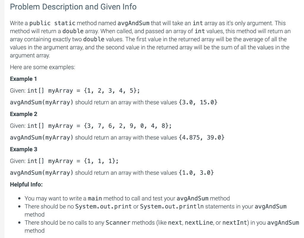 Probiem Description and Given info Write a public static method named