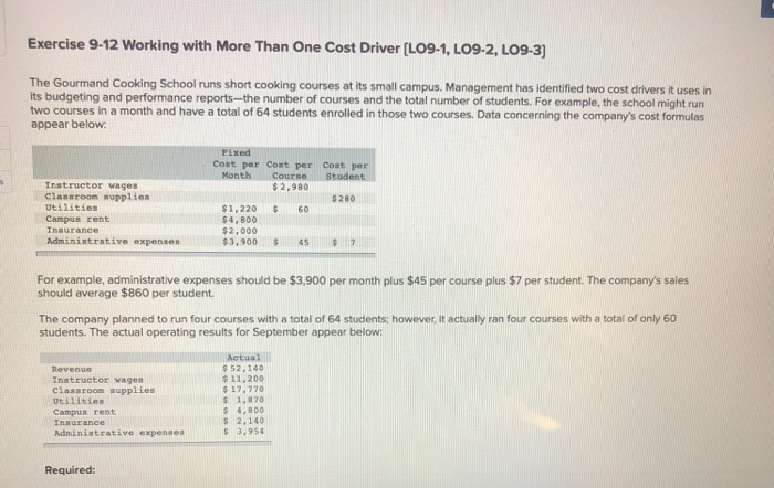  Exercise 9-12 Working with More Than One Cost Driver (LO9-1, LO9-2,