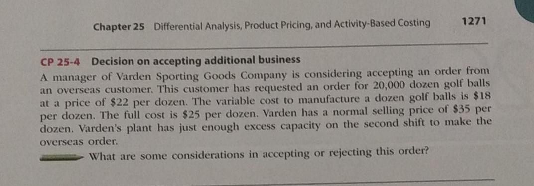 please answer using same format? 1271 Chapter 25 Differential Analysis, Product
