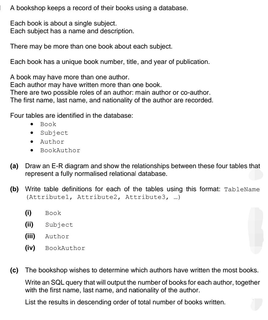  Advanced level school computer science. need helps A bookshop keeps a