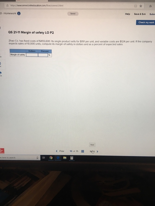  21-Homework Saved Help Save & Exit Subn Check my work QS